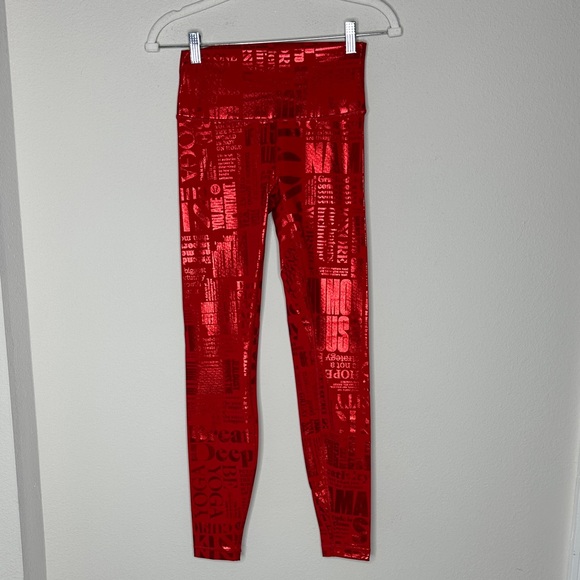 lululemon athletica Pants - Lululemon Athletica Shiny Red Graphic Leggings